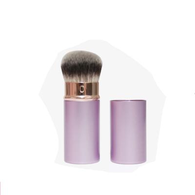 Pincel de maquiagem Kabuki único retrátil de cor roxa com cabelo macio e macio