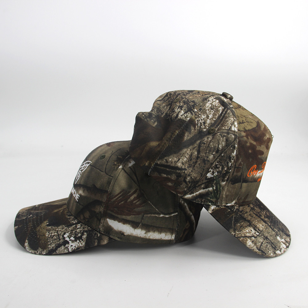 Custom Embroidered Tree Digital Baseball Caps Print Cotton polyester 5 Panel Sport Camouflage Camo Fishing