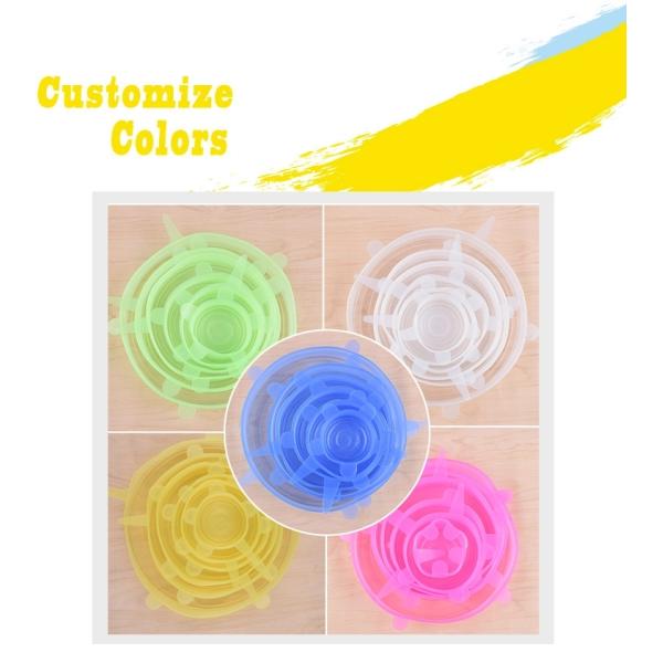 7 Embalaje tapa de recipiente reutilizable Silicona Productos para el hogar BSCI redondo