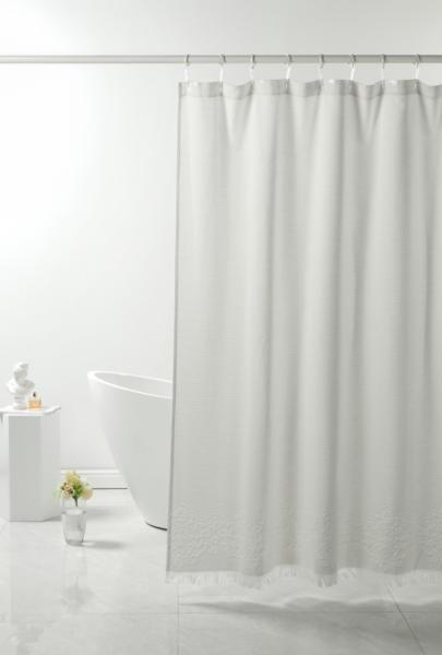 Light Grey Shower Curtain Jacquard 95% Cotton 5% Recycled Polyester