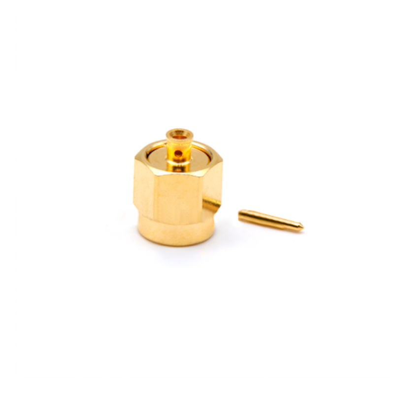 Gold Plated Brass SMA RF Connector with DC-6GHz Frequency Range and Right Angle Welded Design for RG405/086 Cable