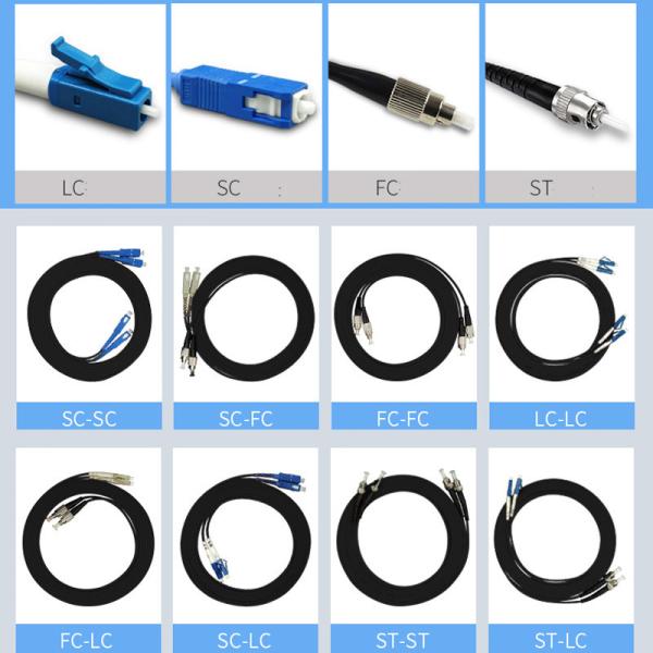 Outdoor Armored Fiber Optic Cable With FC SC LC ST Connector Assembled 30 to 1000 Meters
