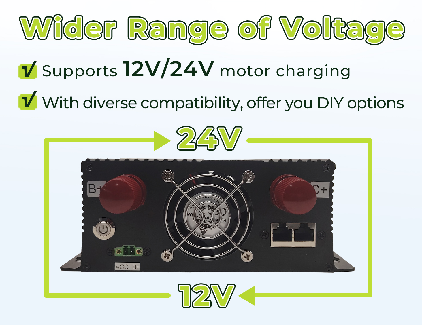 RV Li Ion Battery Pack 12V 180Ah H8 With 60A DCDC MPPT SoC Gauge
