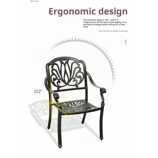 65*65*90cm Cast Aluminium Stacked Chairs for Dining Restaurant Outdoor Garden Balcony