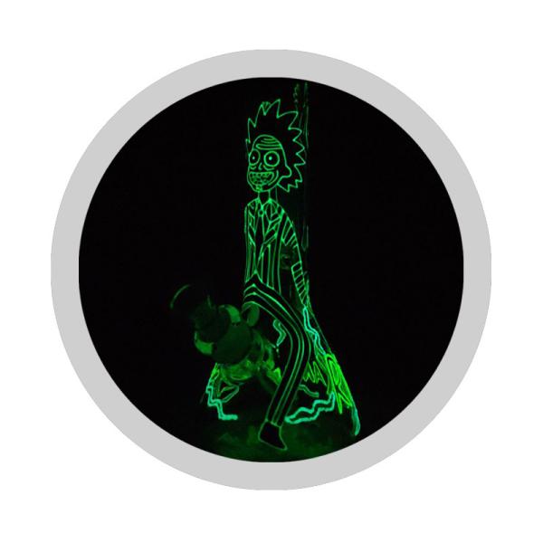 Latest Rick And Morty Art Bong 7mm Glass Smoking Hookah Pipe Christmas