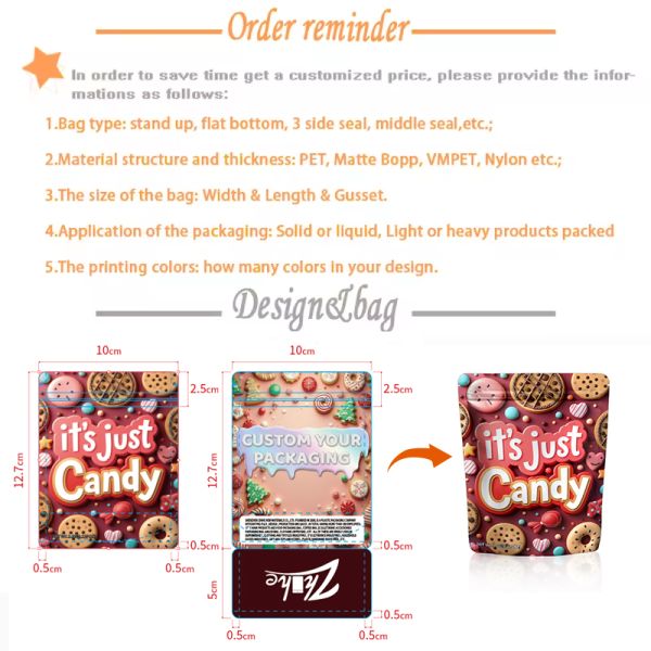 Customizable Size Custom 3.5 Exotic Printed Zipper Bag Smell Proof Cali Packs Mylar Bags 1g 7g 28g Cookie Herb Packaging