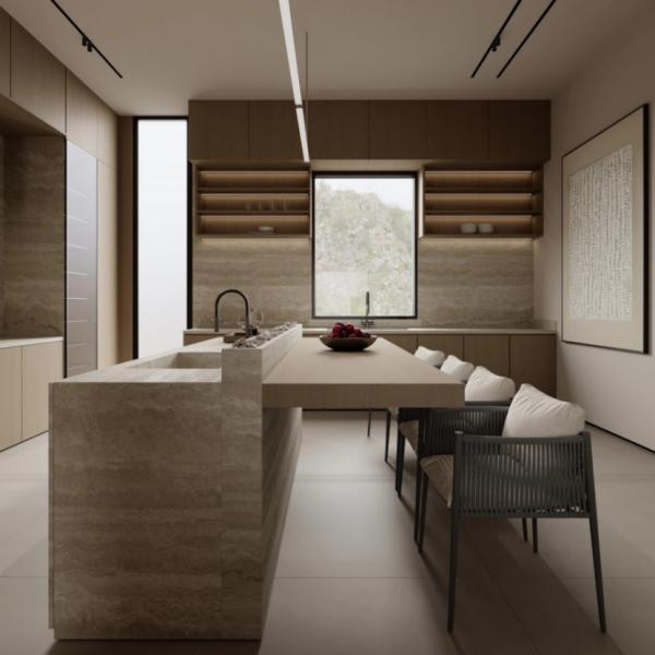 Kitchen Cabinet Supplier Handleless Wood Veneer Kitchen Cabinet