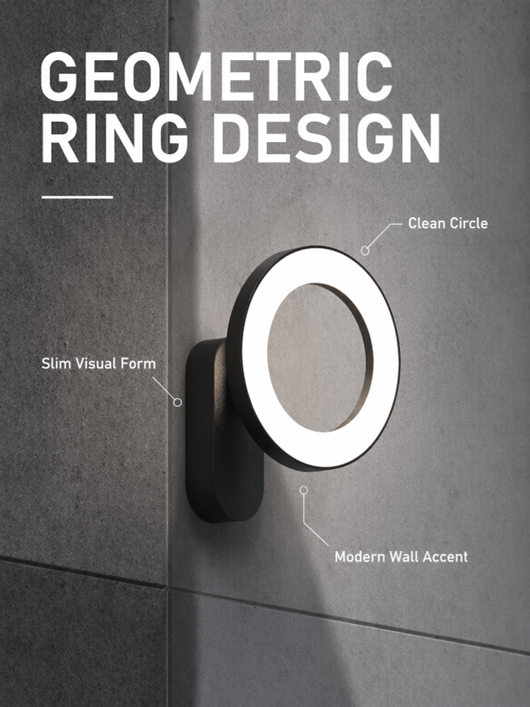 24W Rotatable LED Garden Lights Double Sided Ring Outdoor Wall Light For Villas Entrances