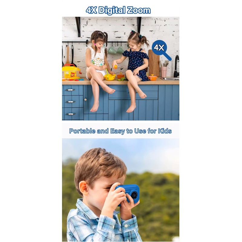Children's Camera Waterproof Kids Digital Camera 32GB Card  for Boys Girls with Photo Video Recording Christmas Birthday Gift