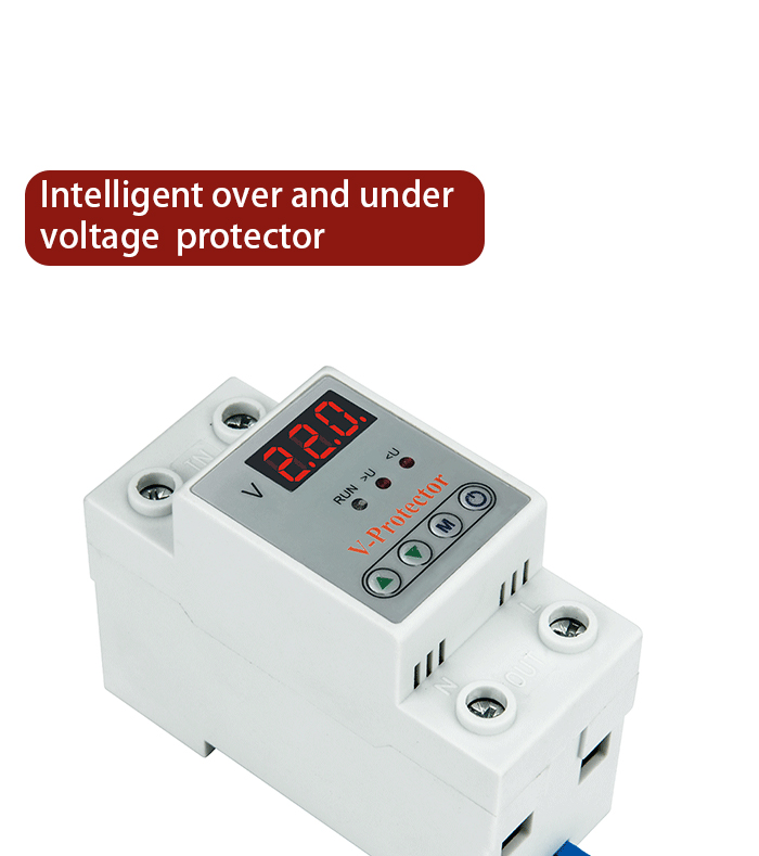Din Rail Digital Electric Protection 63A 40A Adjustable Automatic Voltage Regulator Single Phase AC Current Made Copper PC