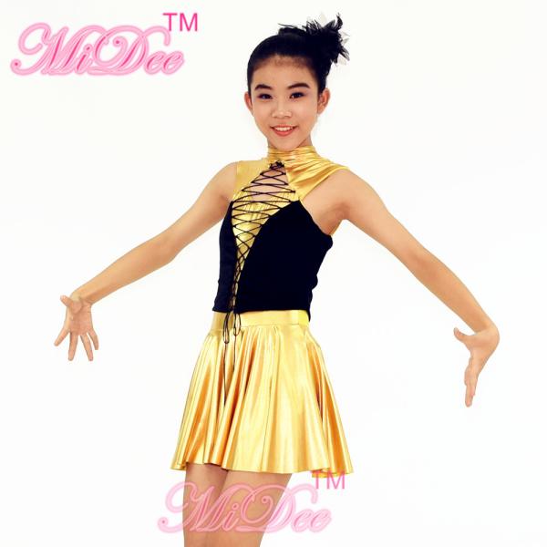 Hip Hop Dance Outfits Lacing Across Middle Font Bodice Metallic Stretch Neoprene Dress