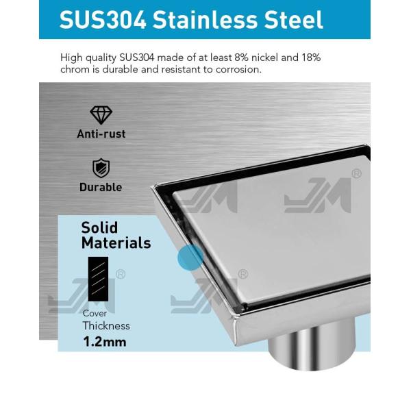 Flat Cover Shower Floor Drain SUS304 Material For Bathrooms Kitchens Garages