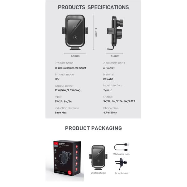 Dual Coil 15W Qi Fast Charging Auto Clamping Car Charger Phone Mount Designer Wireless Charger for Samsung Z Flip