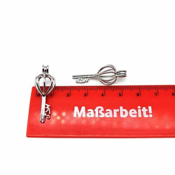Antique Silver Key Locket Cage Charms Necklaces Pendants with 6-7mm Rice Shape Real Freshwater Pearl