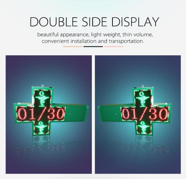 Date / Time Displayed Led Pharmacy Cross Sign , Led Scrolling Message Display