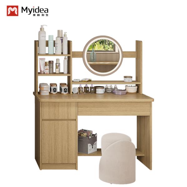 Table de maquillage d'appartement, table à linge de chevet, rangement de cosmétiques, chambre avec tabouret, table à linge