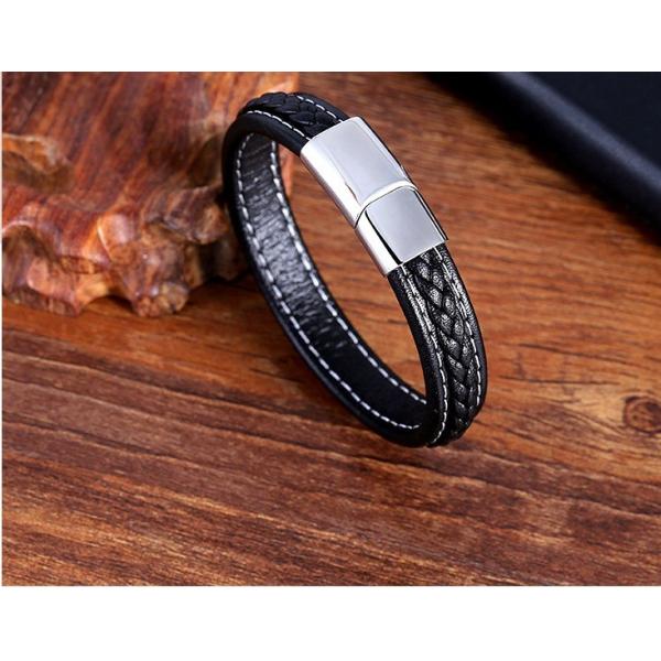 Stainless Steel Weave Leather Bracelet Unique Designs and More Layers for European Buyers