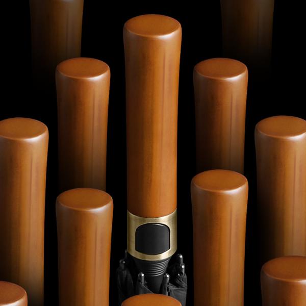 190T Pongee Long Handle 3 Fold Wood Handle Men's Business Umbrella Plus Size Windproof Golf Gift Umbrella Custom Logo