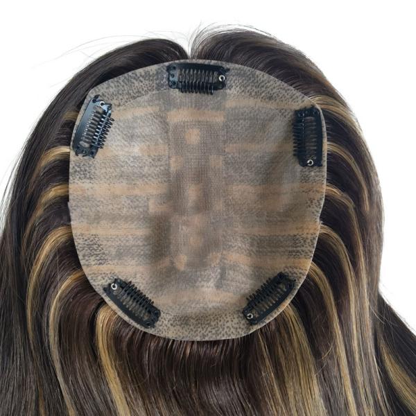 High Density European Free Part Silk Top Base 1B Real Remy Raw Hair Toupee Wig Pieces Toppers for Women