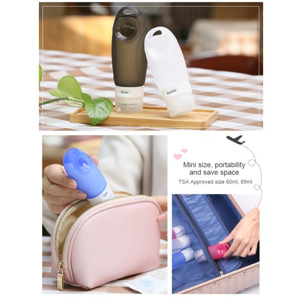 60M Volume Personal Care Industrial Leak Proof Silicone Travel Bottle Set TB02 Kit