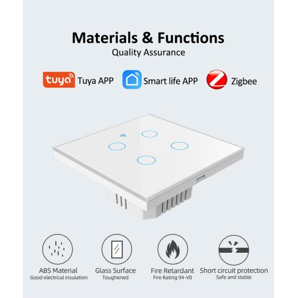 Стандарт ЕС/Великобритании, 10A, светодиодный, 5-300 Вт/Gang, умный переключатель Zigbee, совместимый с концентраторами Zigbee, 3Gang Tuya, приложение, дистанционное управление