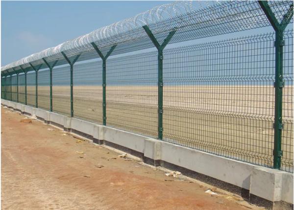 50x100mm Y Post Airport 358 Security Fence Bto22 Pvc Coated With Razor Barbed Wire