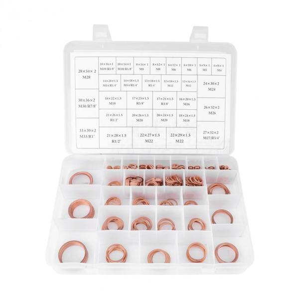 568pcs 30 Sizes Metric Copper Flat Ring Washer Gaskets Assortment Set Kit IMPA813080