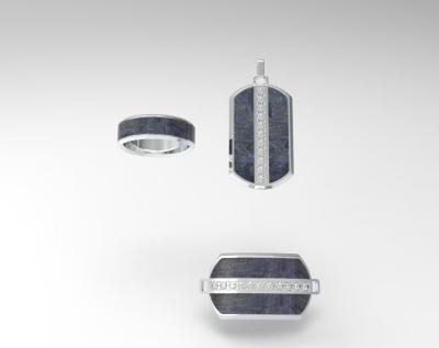 Silver Stainless Steel Carbon Fiber Jewelry Trio with exclusive customization, Unisex Fashion Accessories