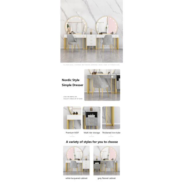 Nordic Standing Hollywood Mirror And Desk Dressing Table With Drawers