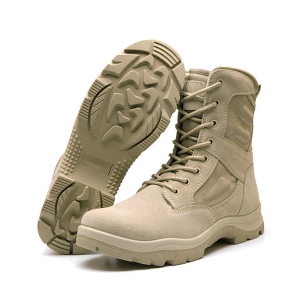 Cowhide Shock Resistant Desert Tactical Boots Anti Skid High Top Oxford Fabric