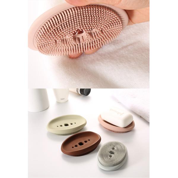 Silicone Soap Dish Brush With Drain, Soap Holder Soap Box Shower Dish Soft Bristles Shower Brush Soap Saver For Bathroom