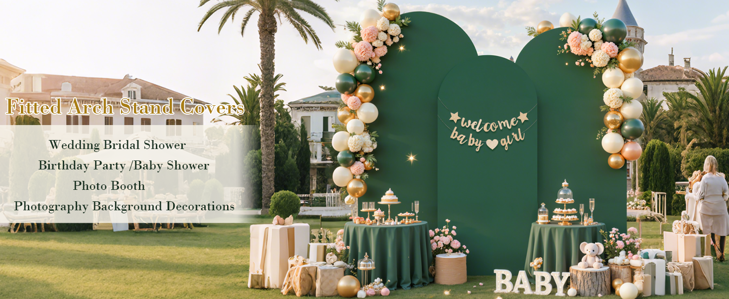3 Piece Hunter Green Arch Covers ,Spandex Arch Backdrop Cover for Wedding、 Baby Shower 、Birthday Party 