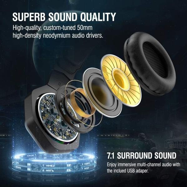 DC5V 50mm Ipx-5 ONIKUMA K10 Pro Gaming Headset With Mic