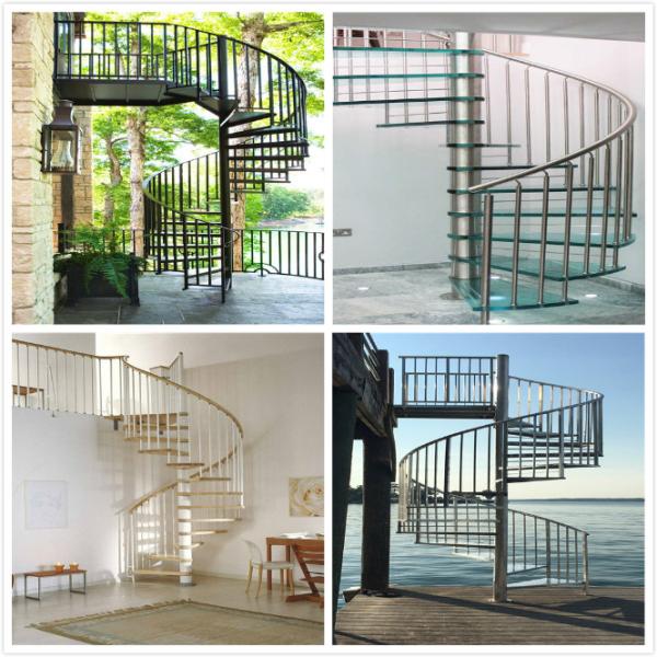 Outdoor / Indoor Metal Spiral Staircase White Power Coating Central Beam Stairs Design