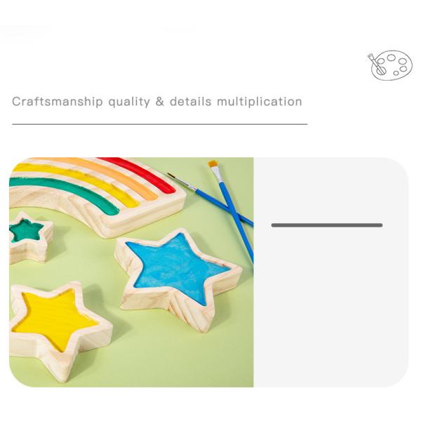 Wooden Rainbow Five Pointed Star Baby Developmental Toys Wall Hanging Graffiti Blocks