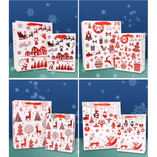 Rectangle 40gsm-150gsm Custom Cardboard Bags Bronzing Christmas Paper Bags With Handles