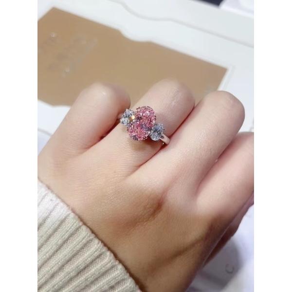 3.52ct Lab Diamond Jewelry Oval Pink Diamond Ring 10 Mohs