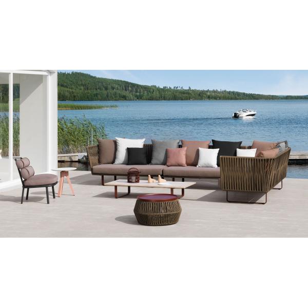 Garden Aluminum Frame Belt 200*70*73 Rope Patio Furniture 3 Seater Garden Rattan Sofa