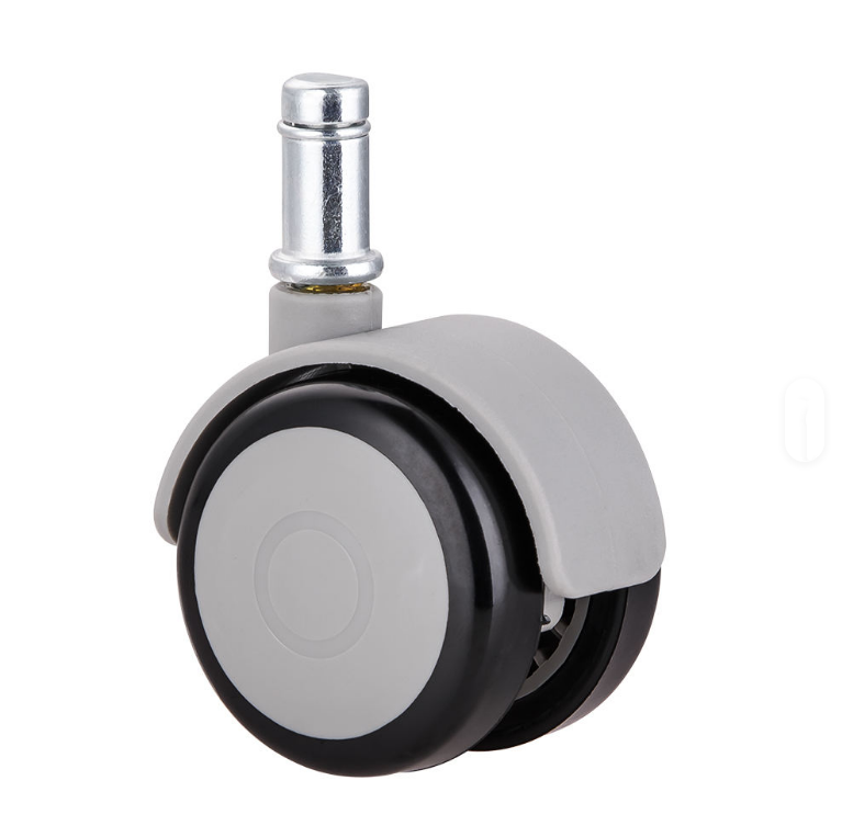 50mm TPU Dual Wheel Furniture Casters Rustic Grip Ring Stem 2 Inch Furniture Casters with Brake