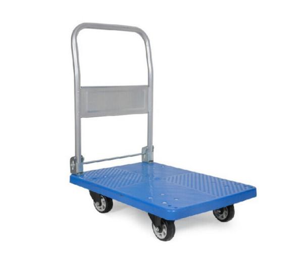 Rubber Wheel Platform Hand Truck 880mm Height Handle Grip 150Kgs Max Capacity