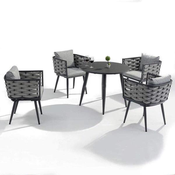 Outdoor Patio Rope Woven Furniture Aluminum Frame Hotel Dining Set with Powder Coated