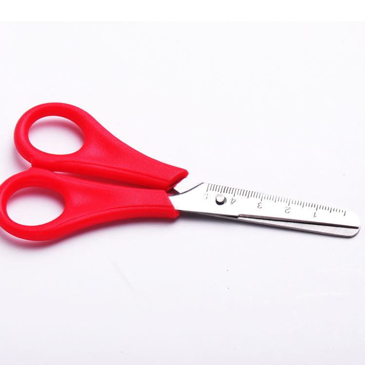 Wholesale safety plastic handle and carbon steel student scissor