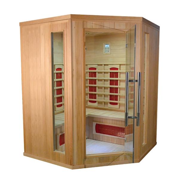 Household 3 Person Corner Sauna Red Cedar Wood Custom Home Sauna