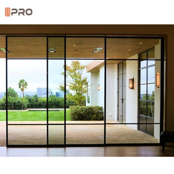 Soundproof Patio Pocket 96 X 80 Glass Sliding Doors Frameless Aluminum