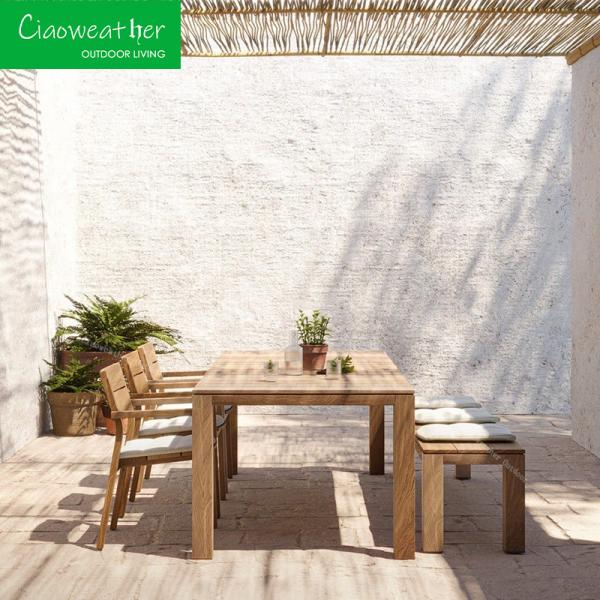 Modern Style Outdoor Furniture Wood Dining Chair Set with Waterproof Upholstery and Waterproof Cushion