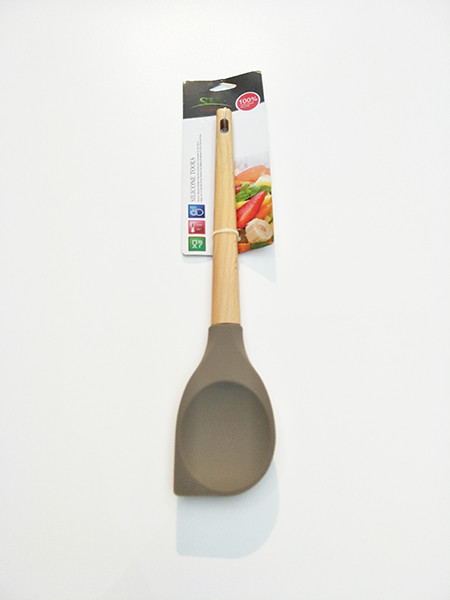 Bamboo and Silicone Gray Eco-Friendly Bamboo and Silicone Kitchen Utensil Set for cooking