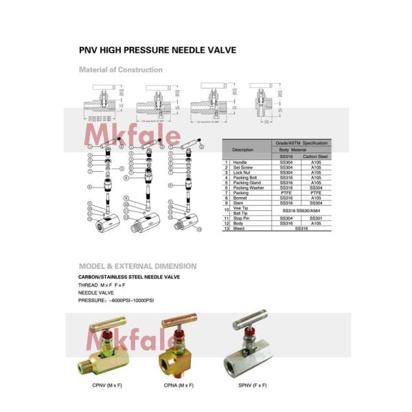Нержавеющая сталь шарикового клапана высокого давления ПНВ гидравлические/игольчатый клапан углерода