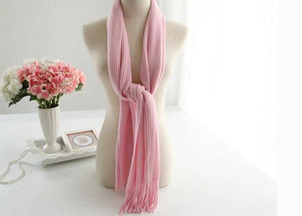 Custom  Acrylic Knit Scarf Double Layer Knit Infinity Scarf with Thin Tassels