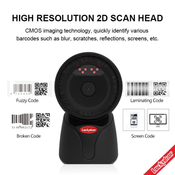 Hands Free Omnidirectional 2D Desktop Barcode Scanner Automatic Sensing