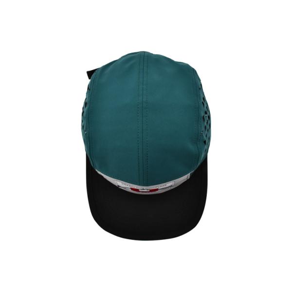 Outdoor Unstructured 5 Panel Camp Cap Laser Cut Holes Waterproof Flat Brim Hat